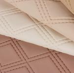 Soft Stitched Embroidered Diamond Woven Decorative PVC Faux Artificial Leather