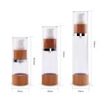 50ml Empty Airless Pump Bottles bamboo Refillable Plastic Vacuum Cosmetic