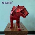Large Outdoor Metal Forging Geometric Animal Cheetah Stainless Steel Sculpture