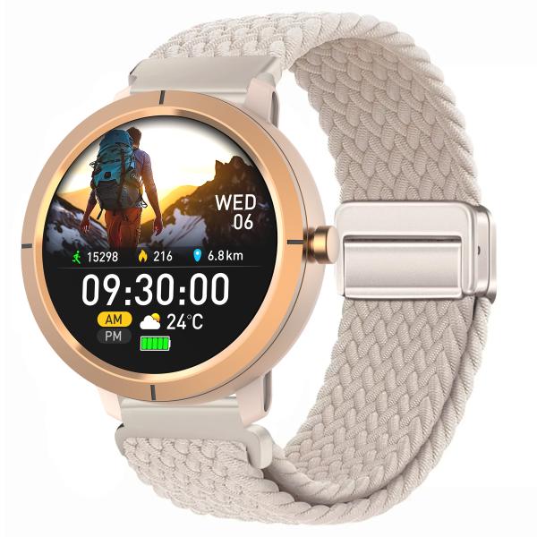 Woman Man Smart Watch 5ATM Waterproof GPS Built-in Dual-band GNSS Bluetooth Gold