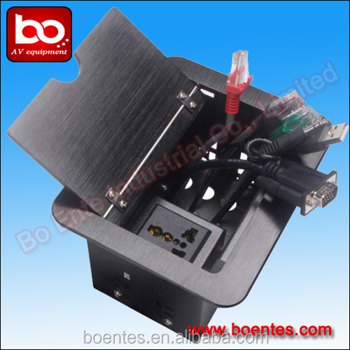 Asia Popular Worktop Flip Up Hidden Box/ Floor Cable Cubby/Tabletop Power Outlet Socket with Cables