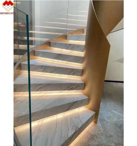 Wholesale Modern LED Light Following Anti-Slip Indoor Staircase Crystal White Marble Design FOB from china suppliers