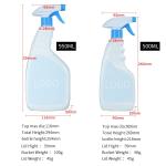 116*294mm 90*218mm Disinfect PET Spray Bottle 950ml 500ml