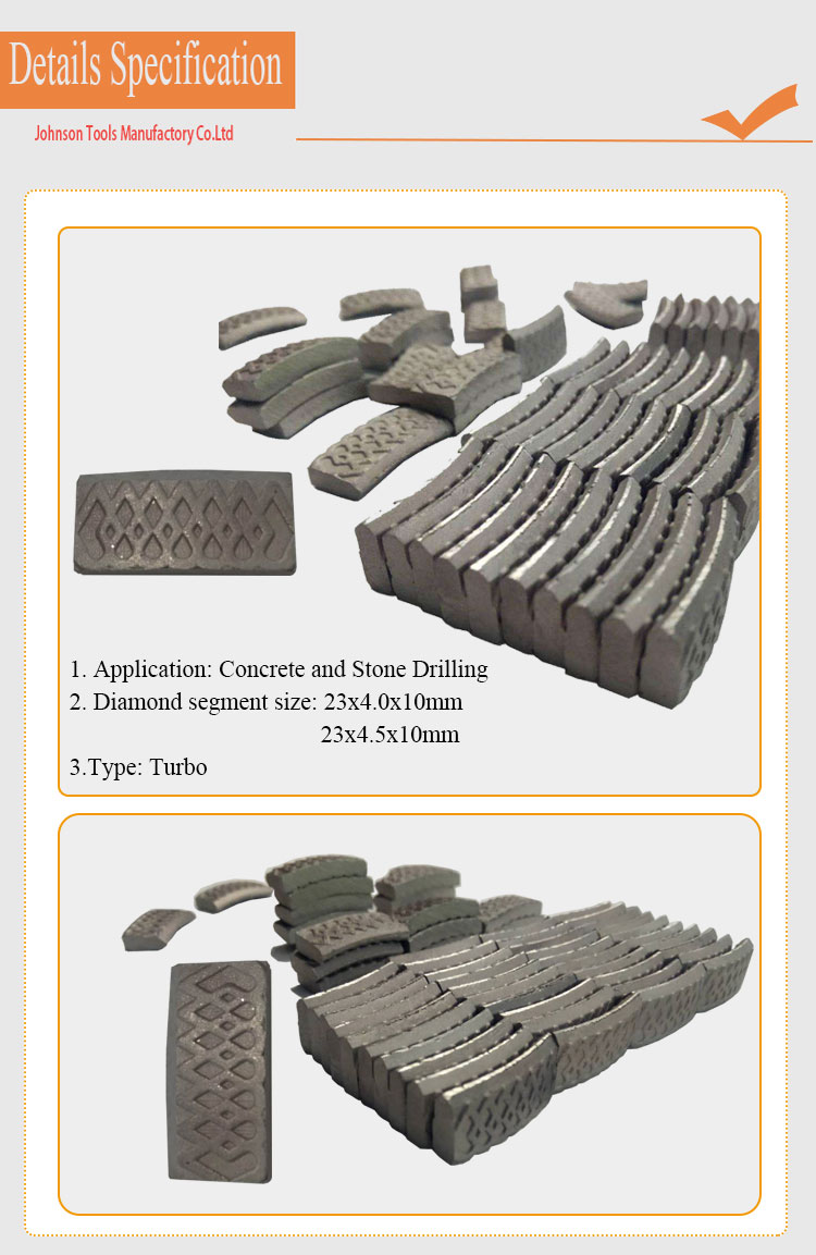 New Mesh Type Diamond Core Drill Bit Segment For Concrete Coring