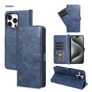 Wholesale Shockproof PU Leather Phone Folio Case Card Holder RFID Blocking Stand Flip Cover from china suppliers