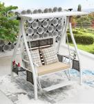 Outdoor Leisure Rattan Aluminium Frame 2 Person Porch Swing With Canopy