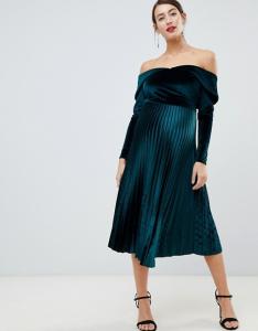 China custom wholesale price maternity pleated velvet bardot midi dress on sale
