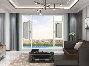 China Frosted Glass Aluminium Framed Windows , Atomic White French Casement Windows on sale