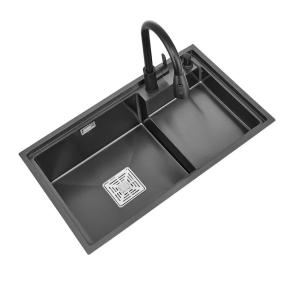 Wholesale Black Double-bowl Stainless Steel Basin Included Accessories and Drainer Included from china suppliers