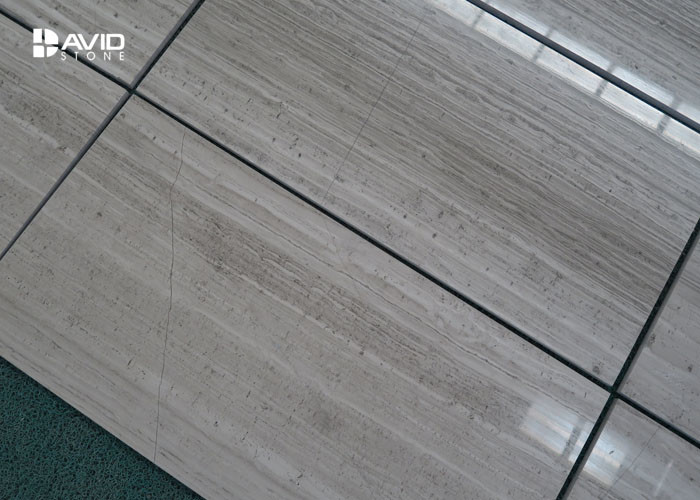 Grey Wood Grain Color Marble Stone Tile For Interior Wall Cladding High Hardness