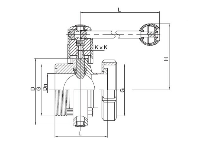 Dimension of Sanitary Threaded x Nut Butterfly Valve – SMS Series