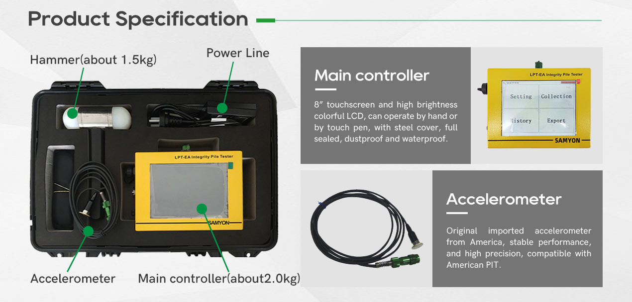 12.6v 5200mah Pile Integrity Test Equipment Imported Accelerometer Lpt Low Strain