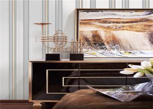 Wholesale Silver And White Vertical Striped Wallpaper For Walls Decor , Fashionable from china suppliers
