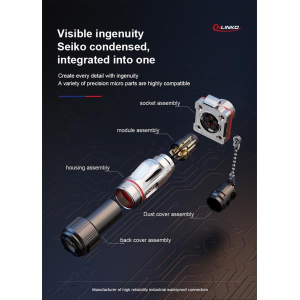 CNLINKO M20 7 Pin IP68 Waterproof Circular Solder Copper Pin Power Cable Type Connector Plug