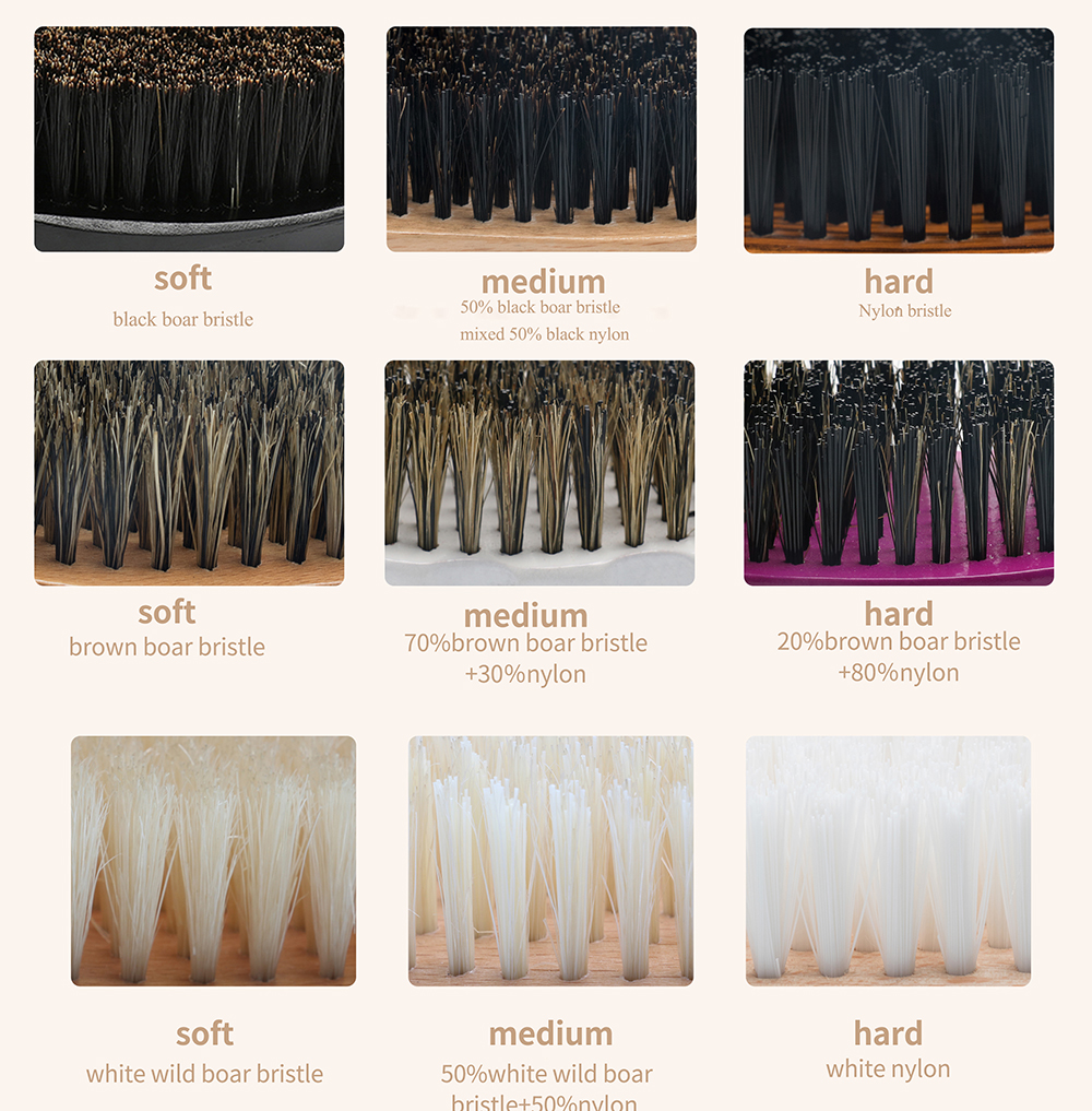 Pink Curved Smoothing Hair Brush Boar Bristle 360 Wave Brush