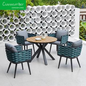 Wholesale Waterproof Outdoor Dining Set for Villa Garden Luxury Olefin Rope Rattan Weaving and Cushions from china suppliers
