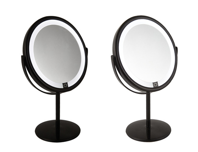 PU Leather Small Round Makeup Mirror Rotatable Round Cosmetic Mirror