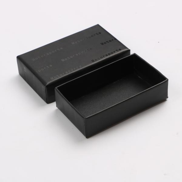 Black Rectangular Rigid Packaging Box Lid And Base Spot UV Single Side Coating Design Rectangular Shape