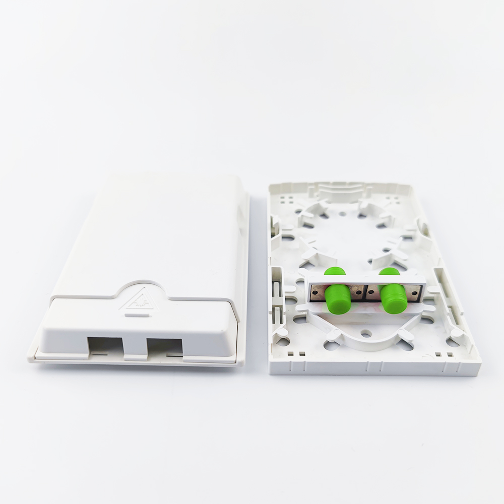 2 Cores FC APC Plastic Fiber Optic Faceplate Socket Panel White for FTTH Applications