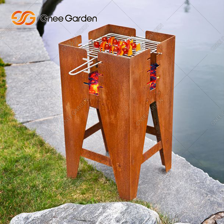 Square Round Burning Corten Steel Bowl Portable Outdoor Garden Patio Fire Pits Table