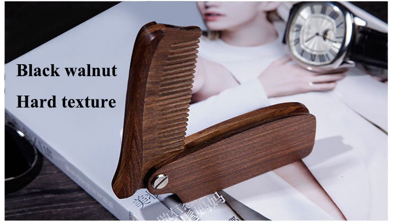Black Walnut Handle Folding Wood Comb Beard Folding Comb 18.5*3.6cm