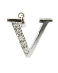 V letter 18K Gold Diamond Alphabet Letter Pendant Necklace with 1.5mm Zirconia