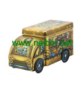 Wholesale custom printing Gift tin car box tin bus with 4 wheels for chocolate packaging from china suppliers