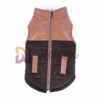 Corduroy Leather Collar Dog Zip Up Jacket Berber Lining Warm Winter Dog Coats XS