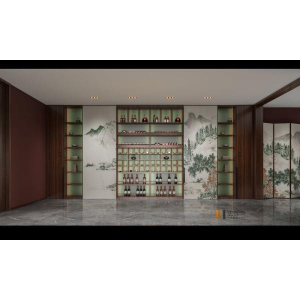 New Chinese Style Stainless Steel Wine Cabinet with Sliding Doors