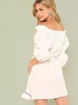 Wholesale Clothing Lantern Sleeve Shirred Waist Women Boho Embroidered Dress