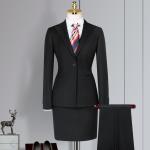 Womens Plus Size Business Suits V-neck Skirt and Blazer Set for Formal Office