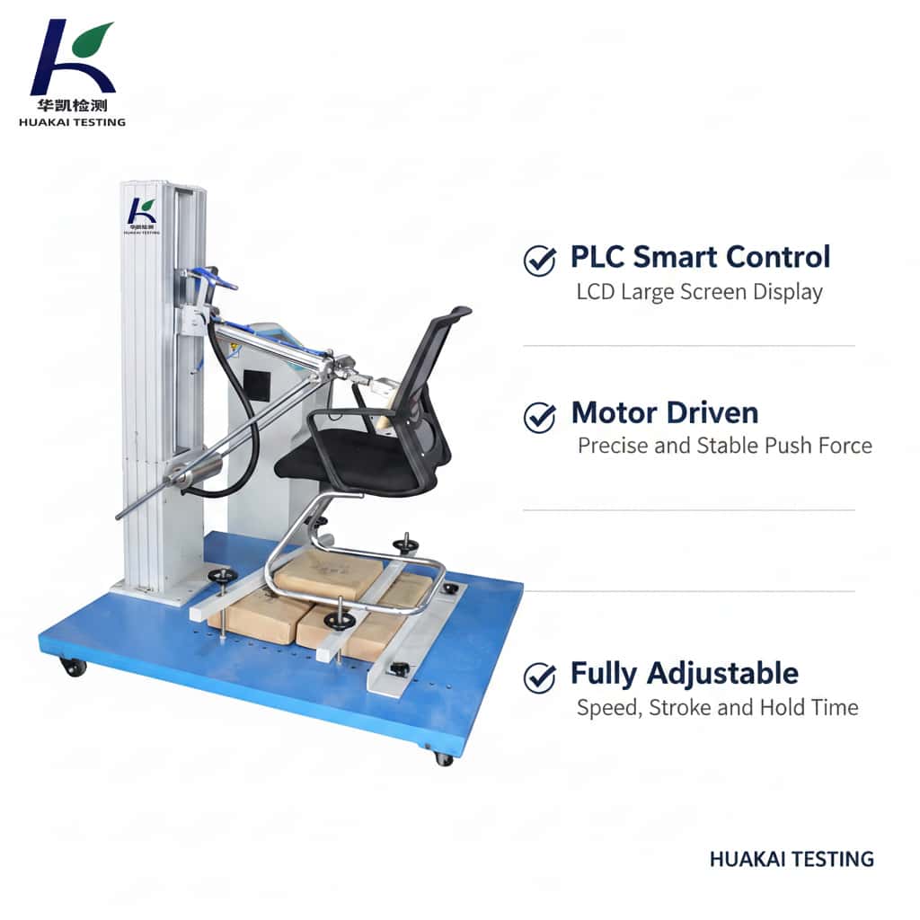 Office Chair Back Durability Fatigue Tester | Backrest Push Pull Endurance Testing Machine | EN 581-2 PLC LCD