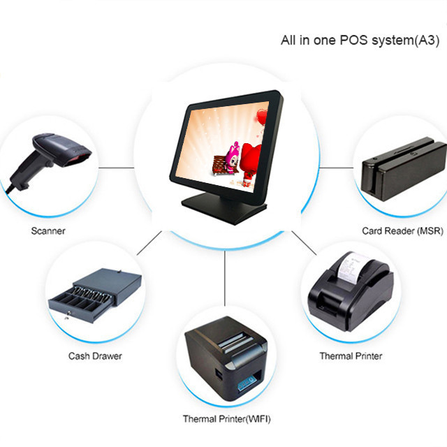 Black Color 12.1 Inch Android Pos Terminal Capacitive Touch Screen With Aluminium Alloy Housing
