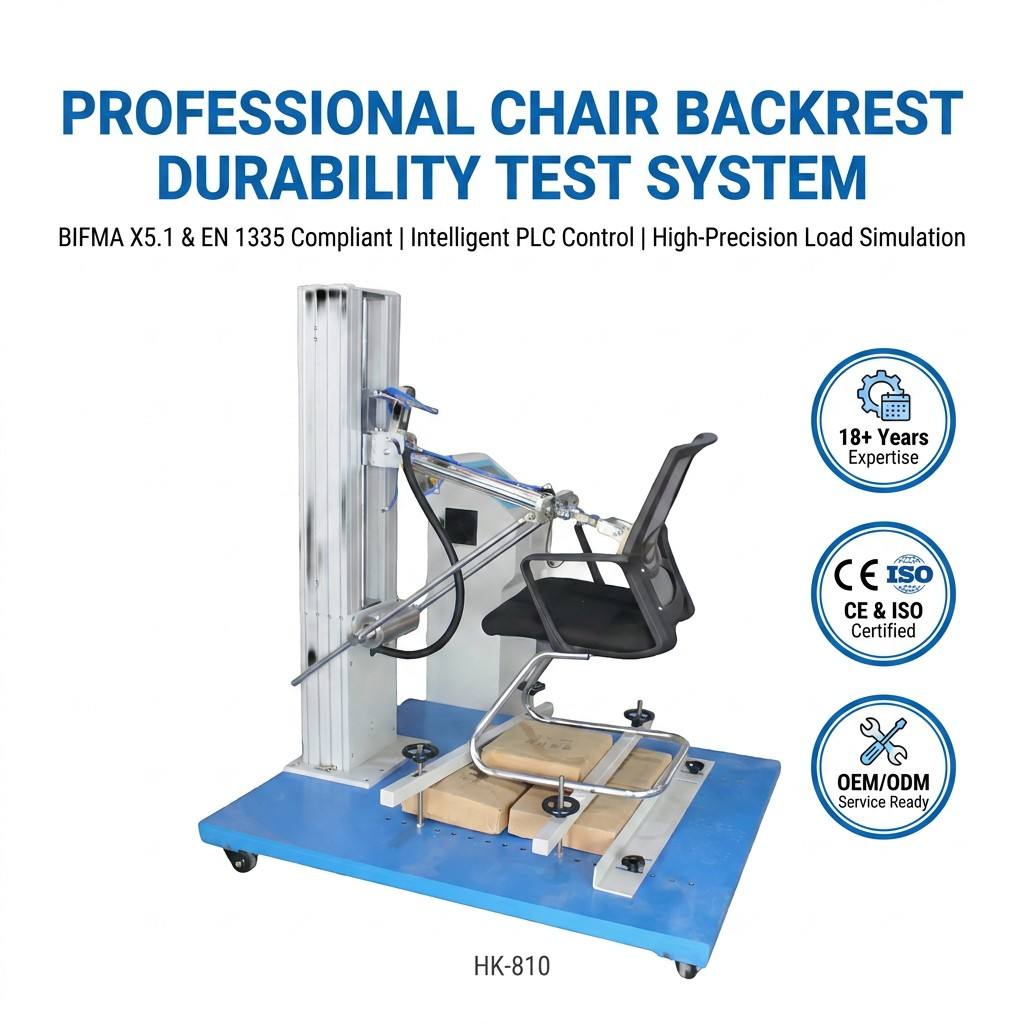 Office Chair Back Load Fatigue Tester Tilt Mechanism Durability Testing Machine Chair Backrest Repeated Push Test Machine