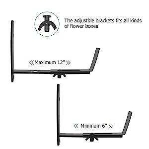 Adjustable Window Box Brackets 6 Pack for Maximum 12'' Depth and Wall Mount Flower Boxes