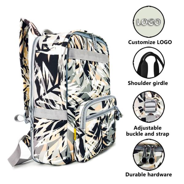 Leaf Printing Soft Fabric Backpacks Lightweight Water Repellent
