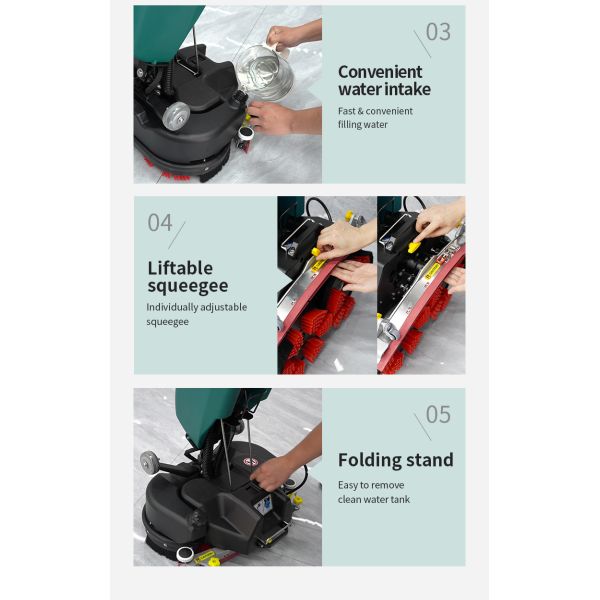 High‑Efficiency Mini Floor Scrubber 1750㎡/h Compact Design for Construction Sites