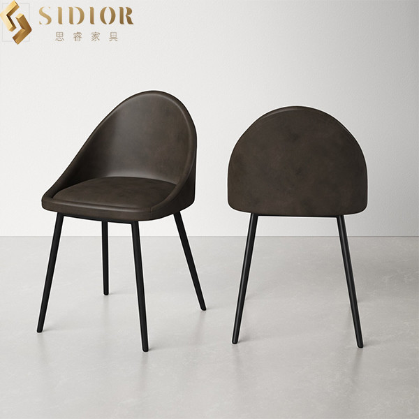 Brown PU Leather Ultra Modern Dining Chairs Set Of 4 Armless 81cm Height