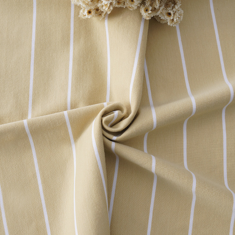 Skin Friendly Plain Jersey 175gsm Striped Knit Cotton Fabric For T Shirt