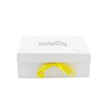 Yellow Ribbon Closure White Hard Cardboard Gift Boxes 8cm Width