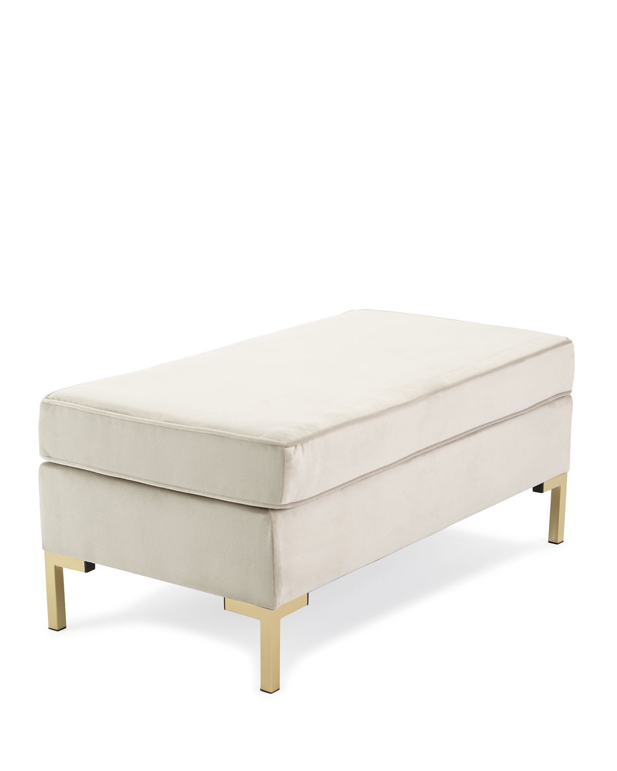 Hot sale stainless steel leg white linen ottoman classic bench for living room furniture