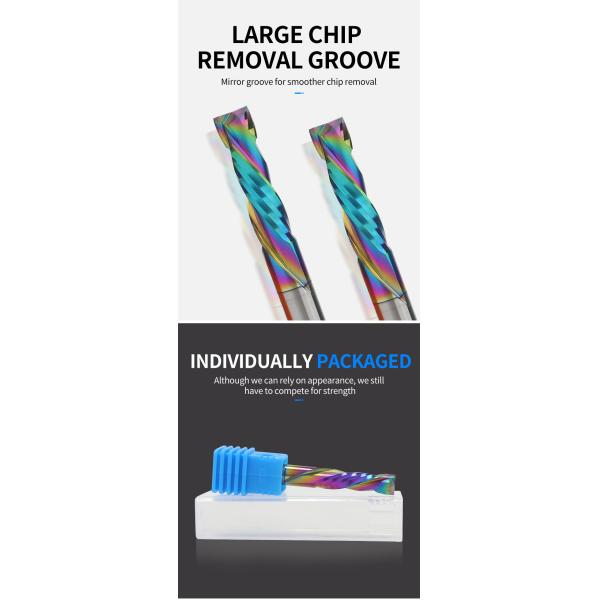 Manufacturer Hot Selling HRC 60 DLC Coating Up&Down Cut Bit Compression Bit Carbide Spiral End Mill 4mm Cnc Bits Wood