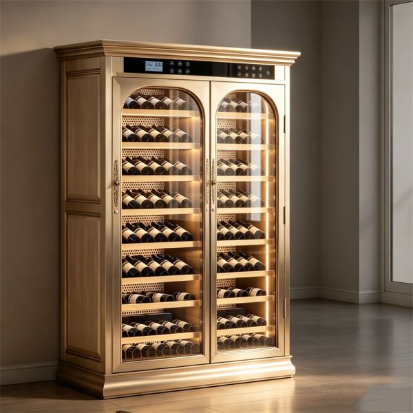 Modern Solid Wood Wine Cooler Cabinet With Constant Temperature Humidity Control