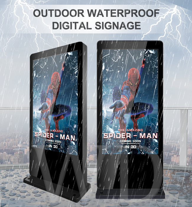 Slim 65" Outdoor LCD Digital Signage Intelligent Split Screen Display Free Stand Rustproof