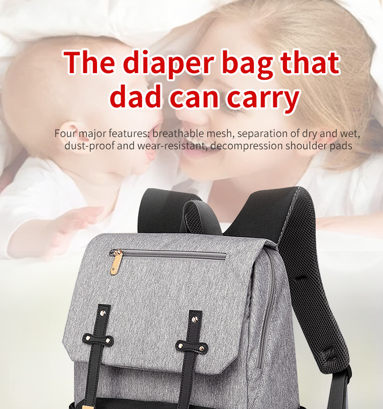 ISO9001 Fashion Mummy Maternity Nappy Diaper Bag Backpack With USB
