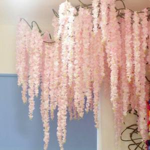 Wholesale Wisteria Hanging Artificial Flower Vine Realistic Silk Wisteria Vine for Wedding Party from china suppliers