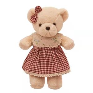 Wholesale Red Plaid Skirt Cuddly Teddy Bear Soft Toy Bear 30cm OEM from china suppliers