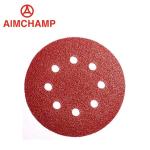 Sandpaper Disc 5 Inch 125mm 8 holes Red Aluminum Oxide abrasive disc disk