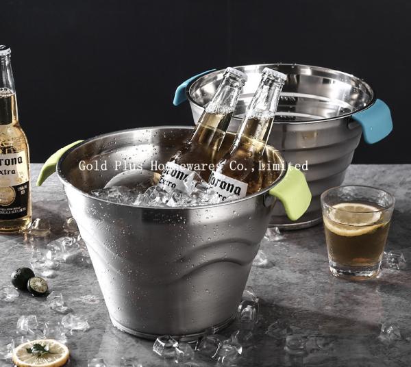 623g Portable custom water pail bar cooler with stand and lid stainless steel
