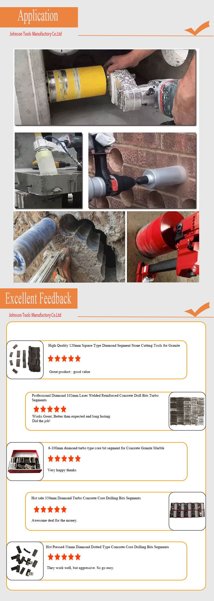 New Mesh Type Diamond Core Drill Bit Segment For Concrete Coring